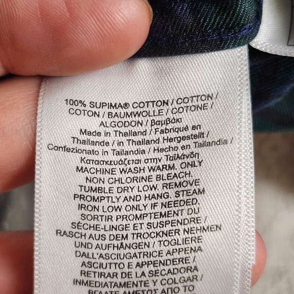 Brooks Brothers Plaid Ruffle Neck Women 6P Blue Green Long Sleeve Button Up - Picture 7 of 8